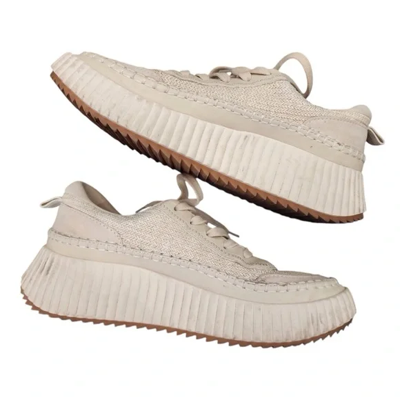 DOLCE VITA Dannis Cream Sneakers Shoes Woven Stitching 8M Casual Modern Platform - Picture 5 of 16